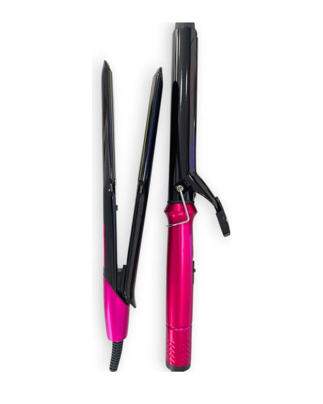 2 IN 1 Styling Kit Hair Straightener Curling Iron | استشوار وتمليس وتجعيد