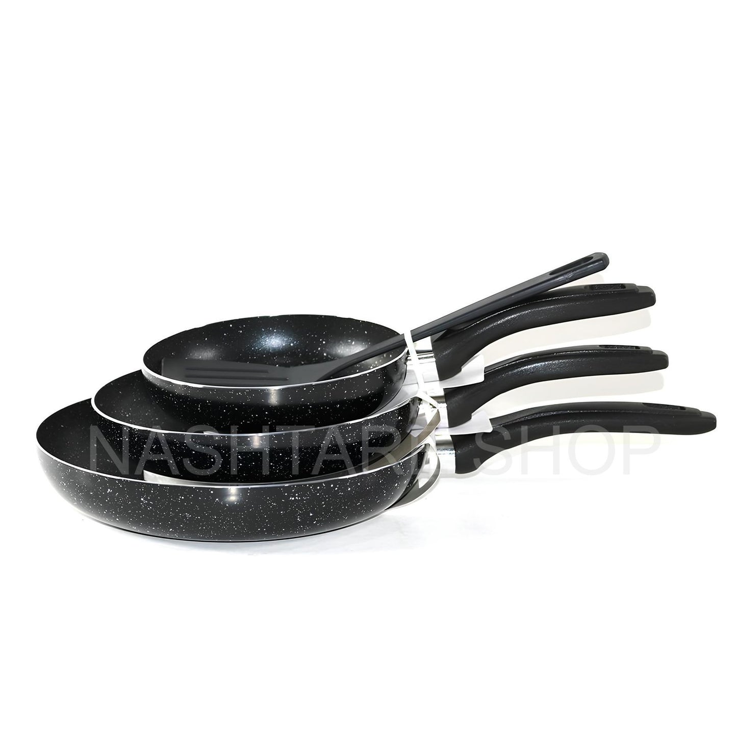 Gebe Granite frying pan w/ spoon | طقم مقالي 3 قطع مع ملعقة
