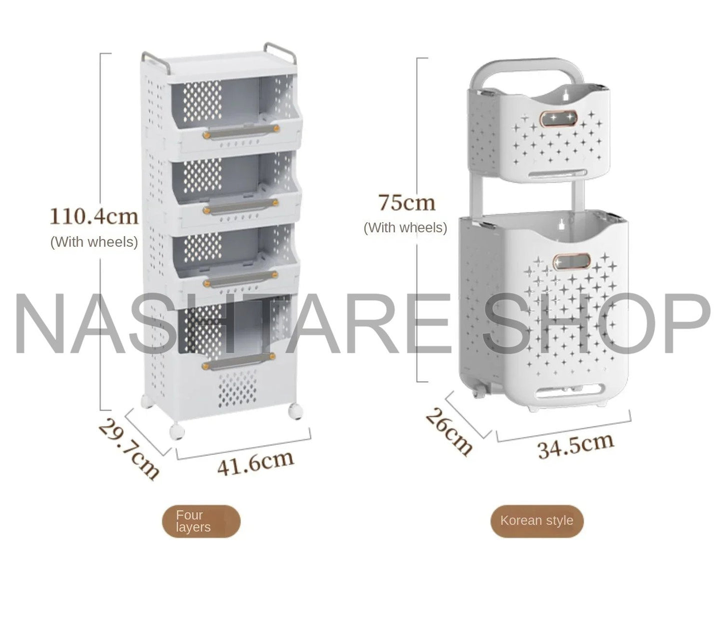 Bathroom, Kitchen, Living Room storage shelves