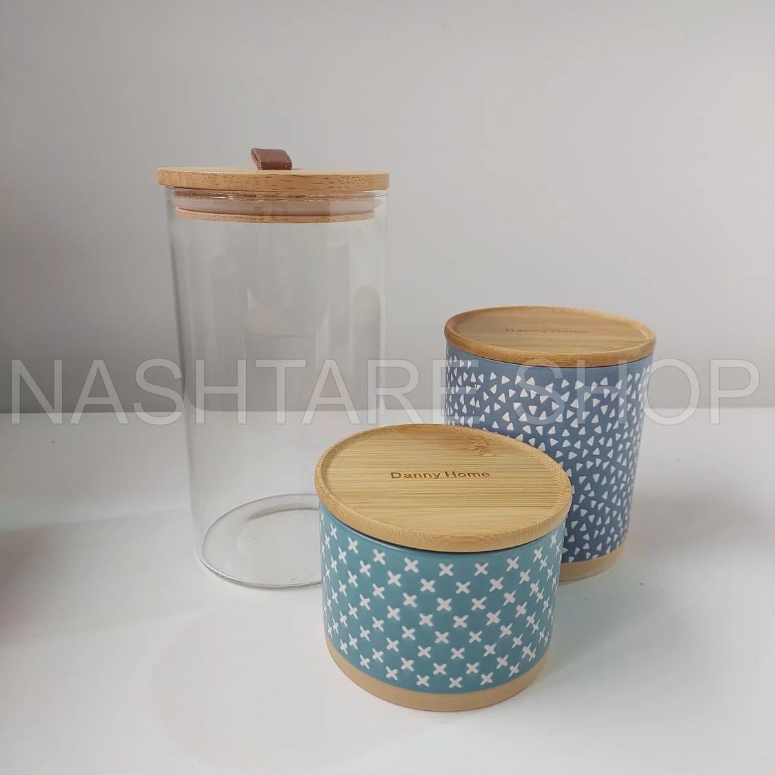 3Pcs Ceramic and Glass Canister Set | طقم 3 عبوات سيراميك وزجاج
