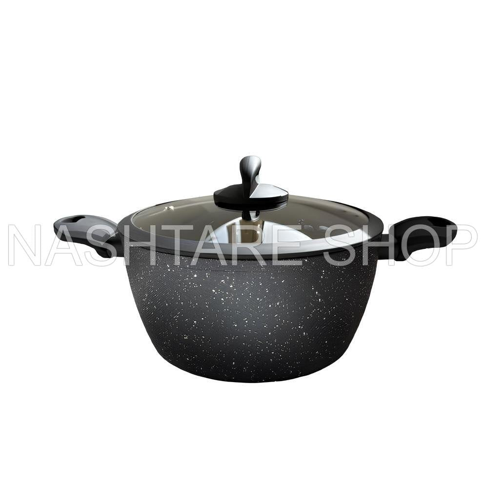 GEBE Granite Pot with Glass Lid | قدر جرانيت بغطاء زجاجي