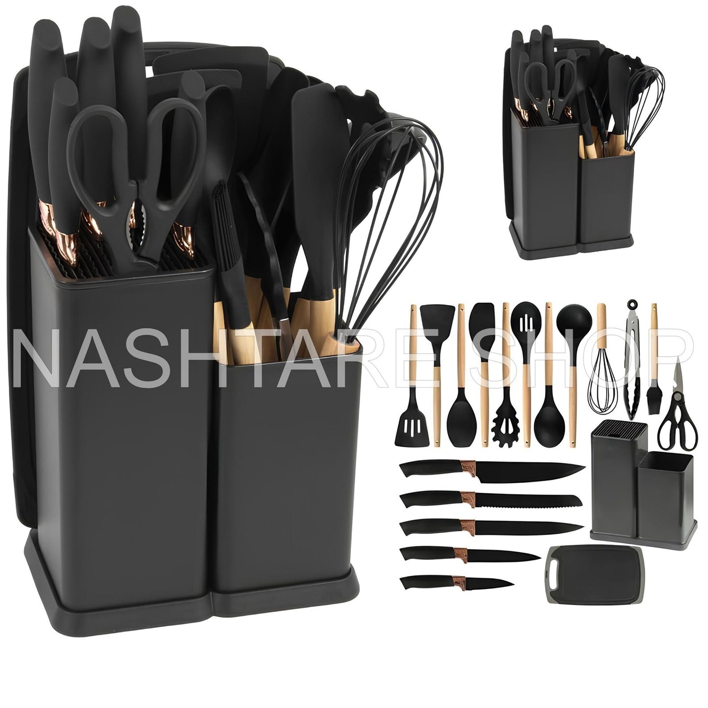 Silicone spatula spoon 19-piece set | طقم أدوات مطبخ سيليكون 19 قطعة
