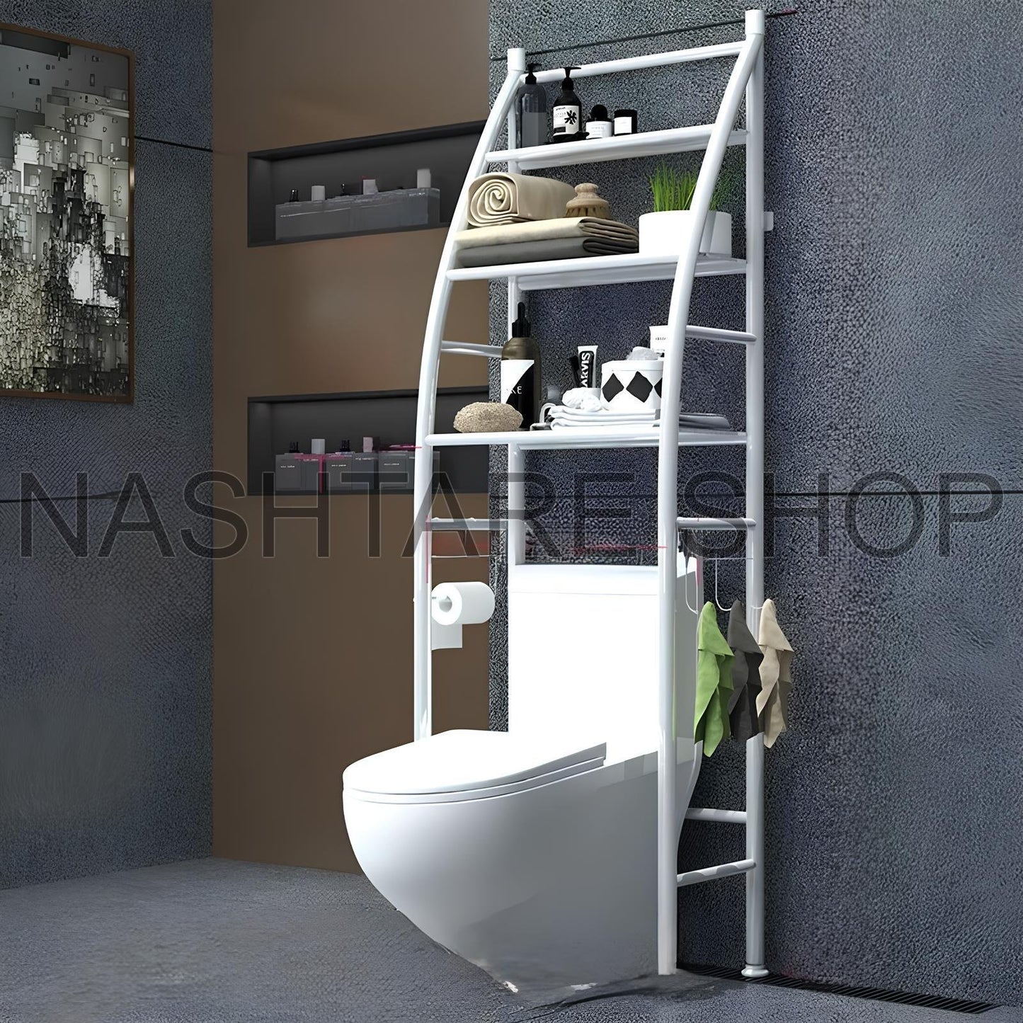 Wall-Mounted Bathroom Storage Rack | رف تخزين حمام مثبت على الحائط