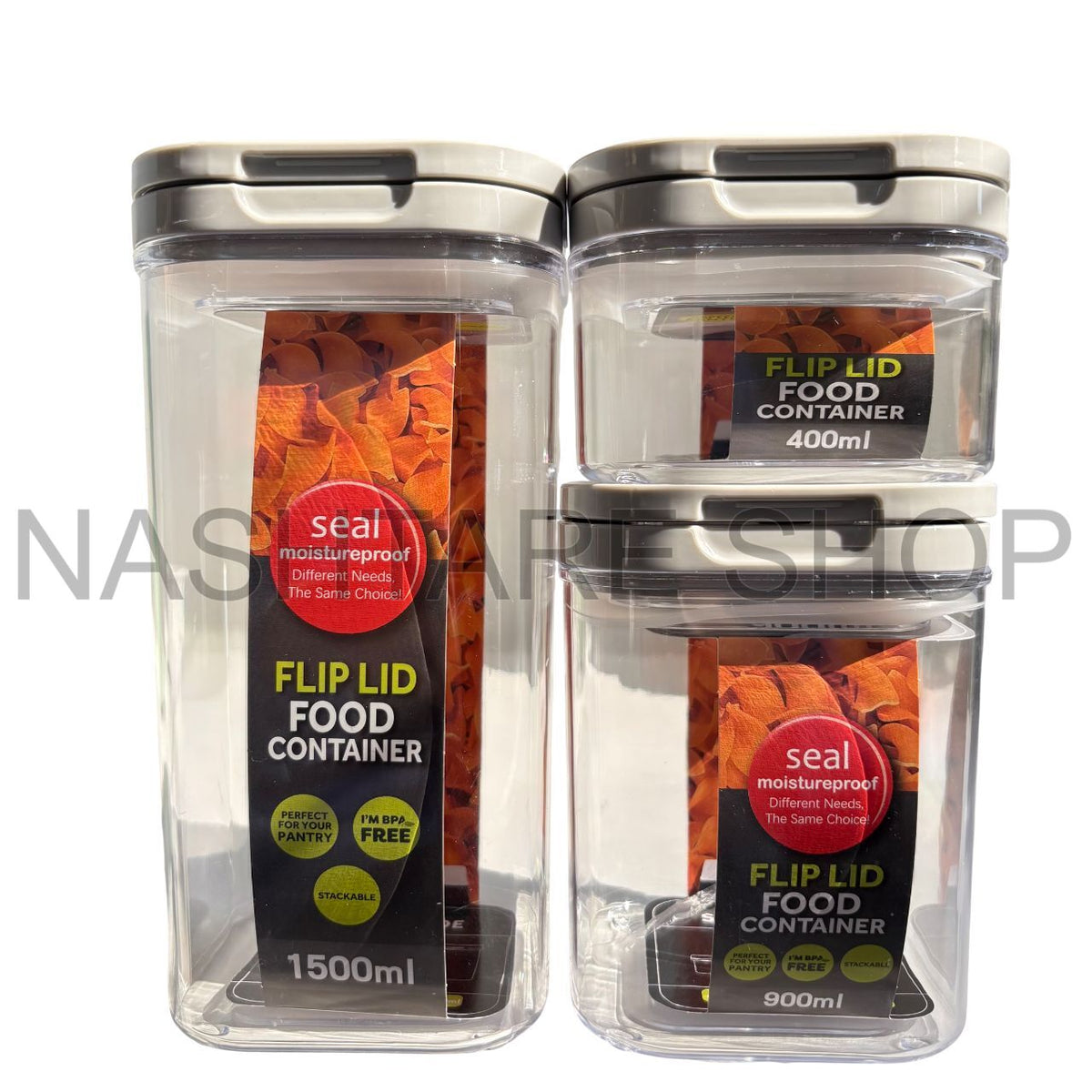 Flip Lid Food Container Set | طقم حاويات طعام بغطاء قلّاب