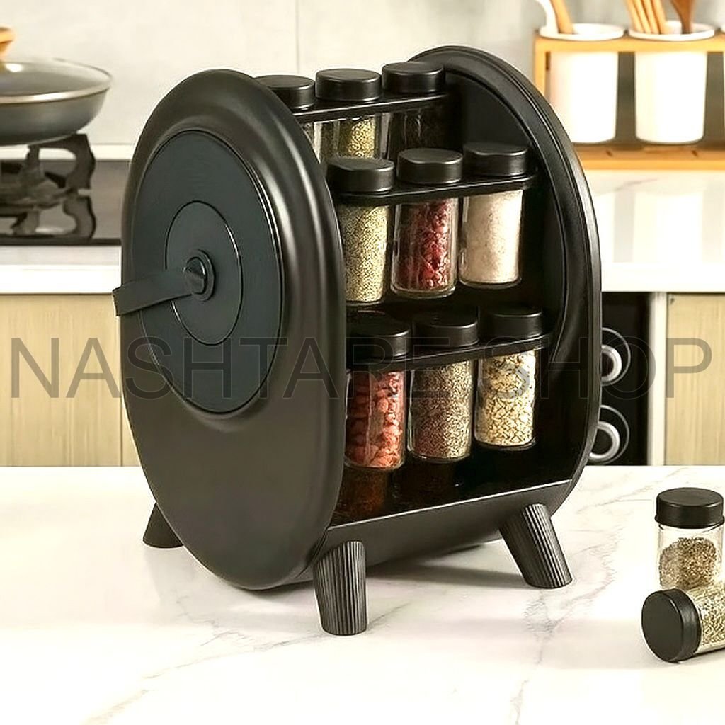 18-Jar Rotating Spice Rack | رف توابل دوار بـ 18 برطمان