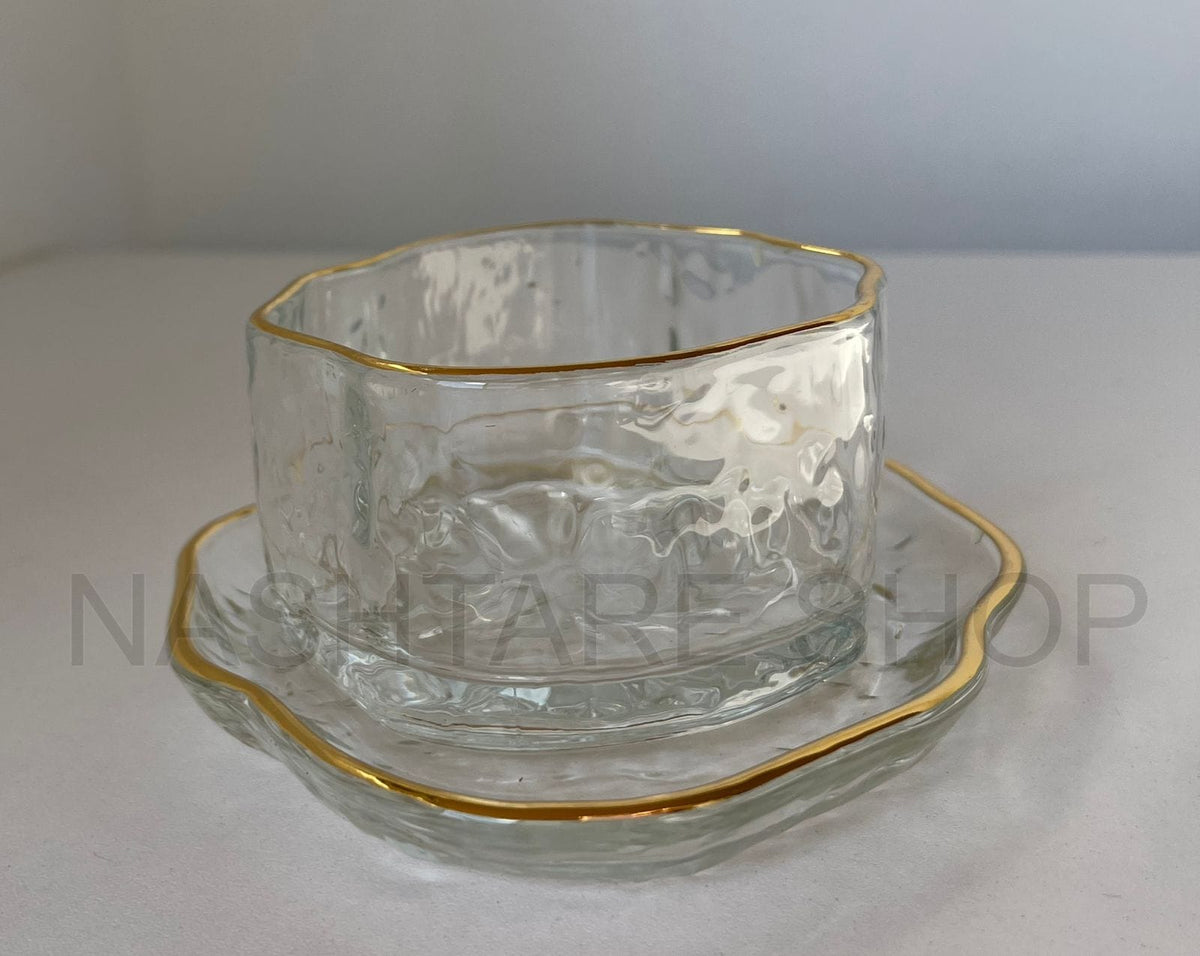 Glassware Bowl and saucer | طقم وعاء زجاجي مع صحن