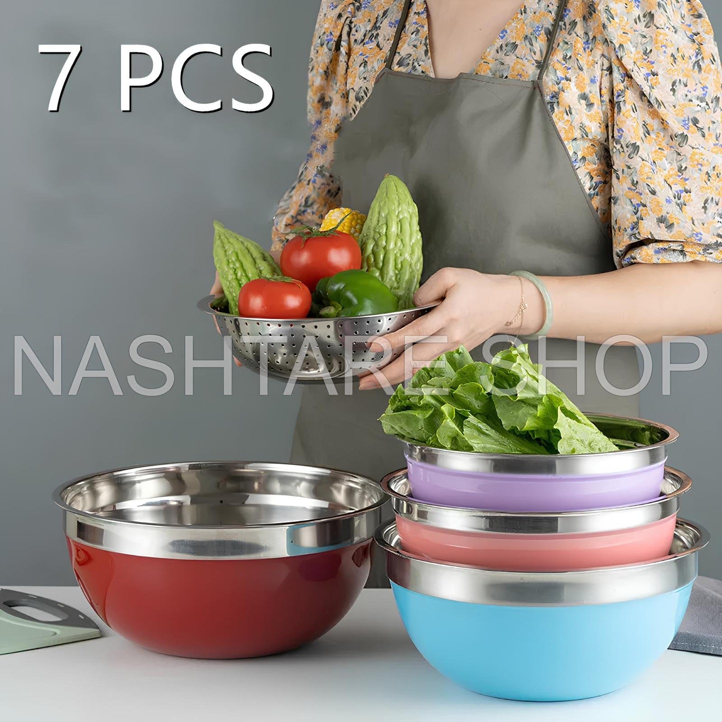 Stainless Steel Mixing Bowls with Lids | أوعية خلط من الستانلس ستيل مع أغطية