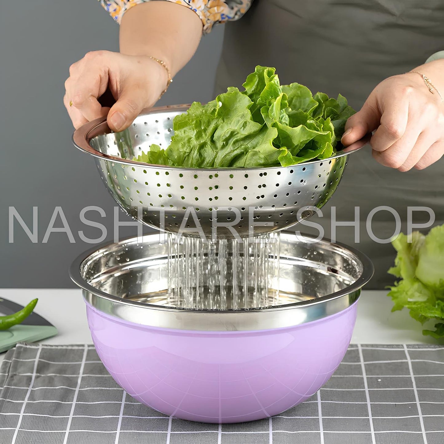 Stainless Steel Mixing Bowls with Lids | أوعية خلط من الستانلس ستيل مع أغطية