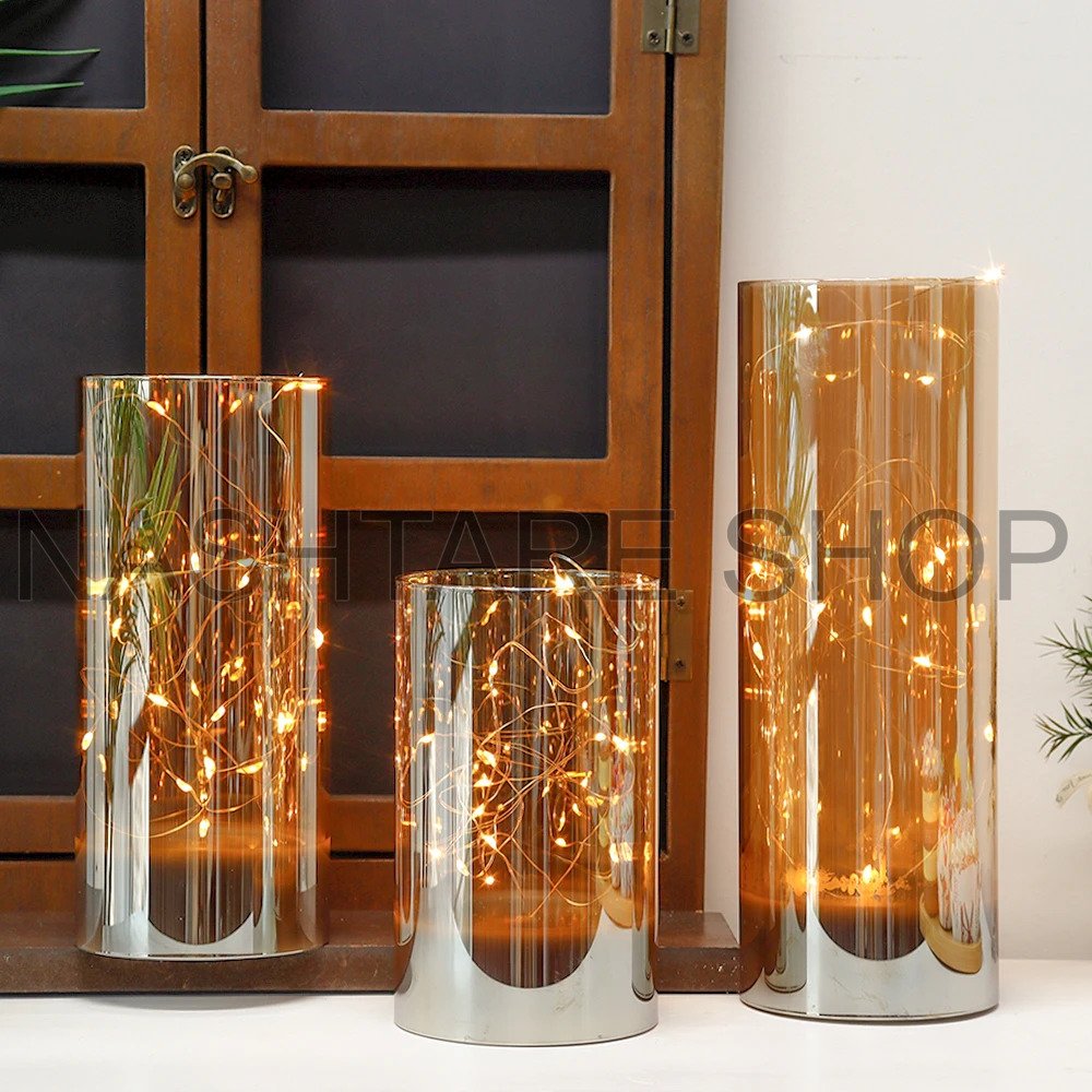 LED 3Pcs Glass Candle Set | طقم شموع زجاجية