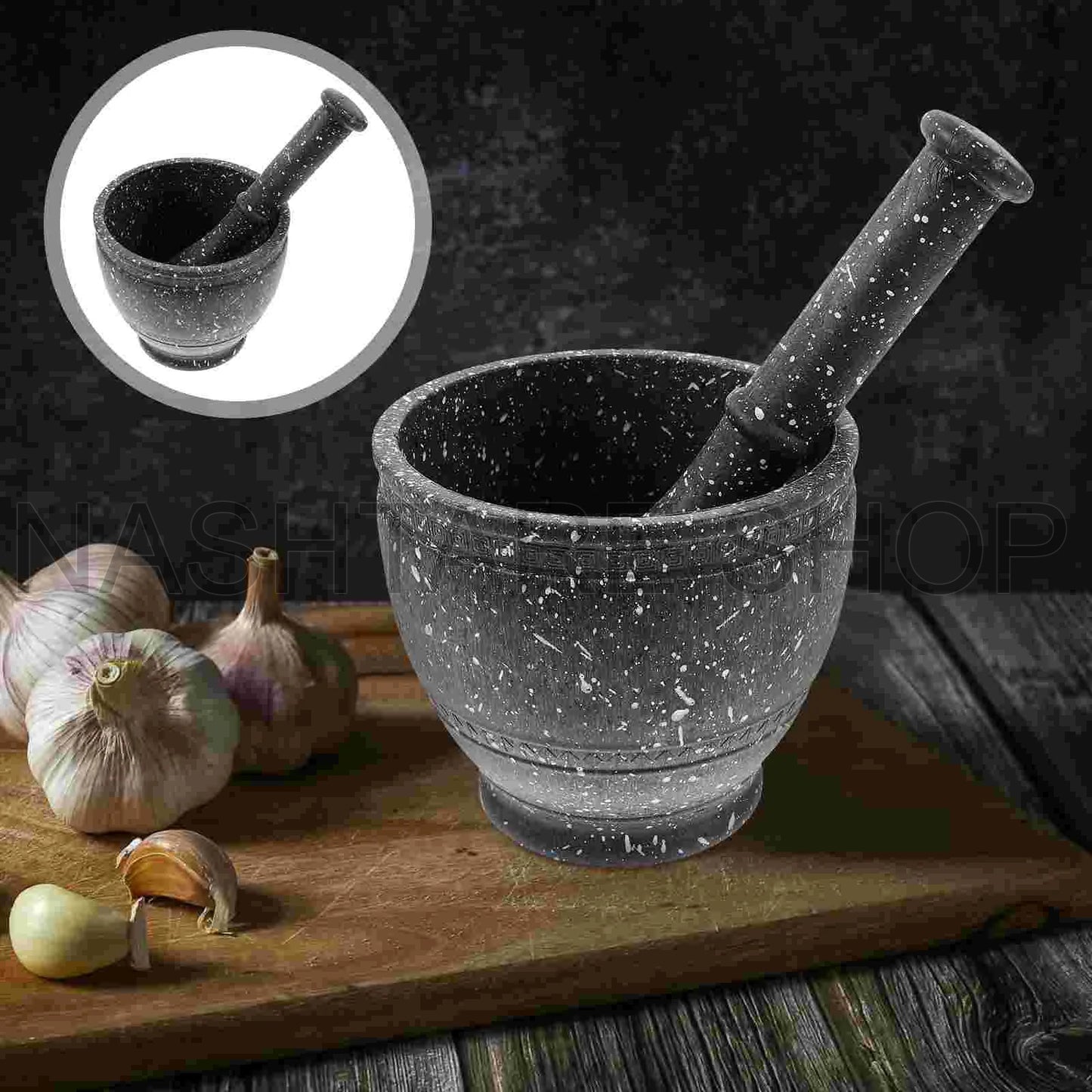 Crush Pot Garlic Grinding | مدقة للثوم مع جرن