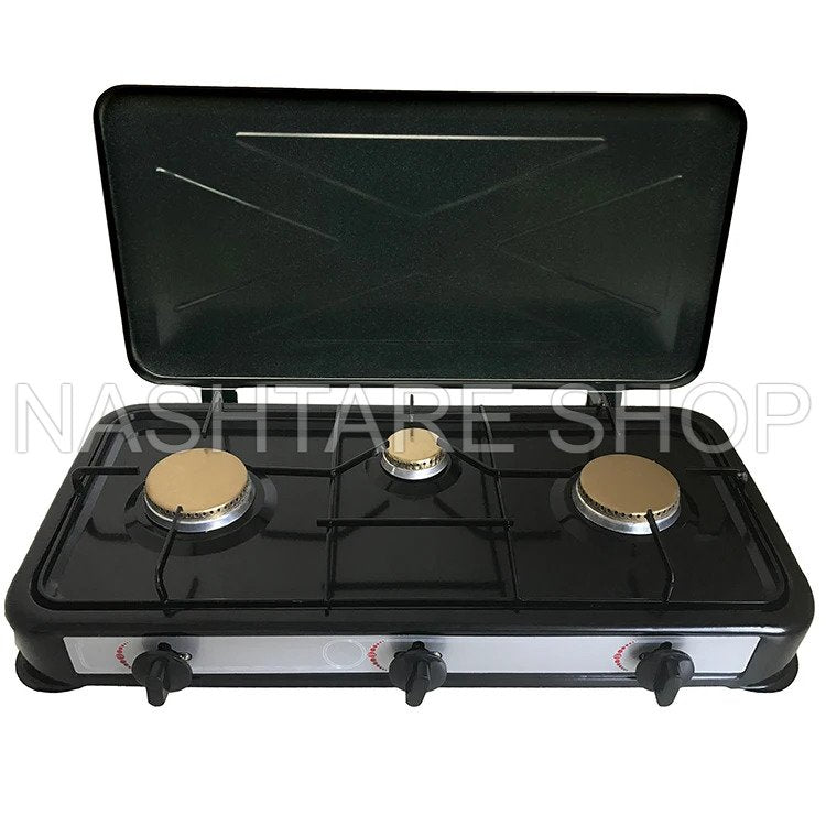 Portable 3 Burner Gas Stove With Lid | موقد غاز محمول مع غطاء