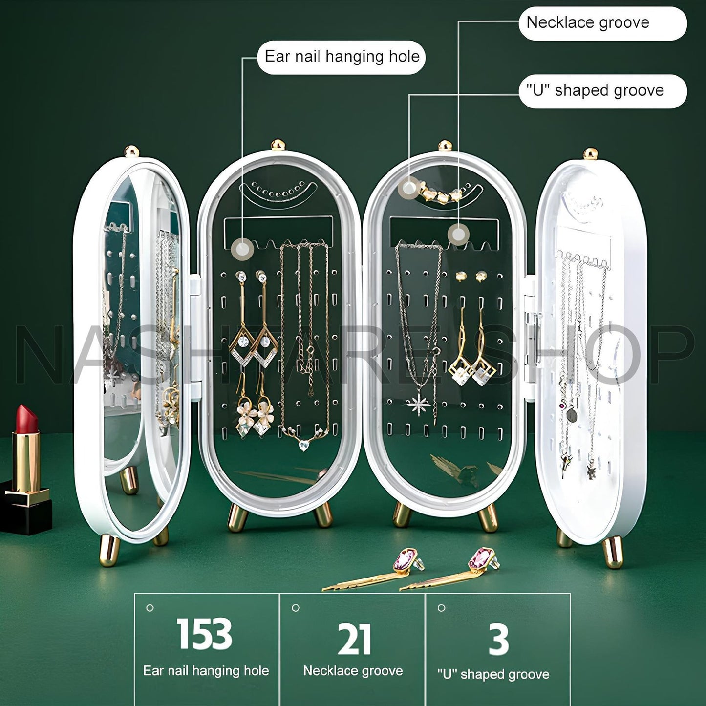 Jewelry Organizer for Earrings, Necklaces & Rings | منظم مجوهرات للأقراط والقلائد والخواتم