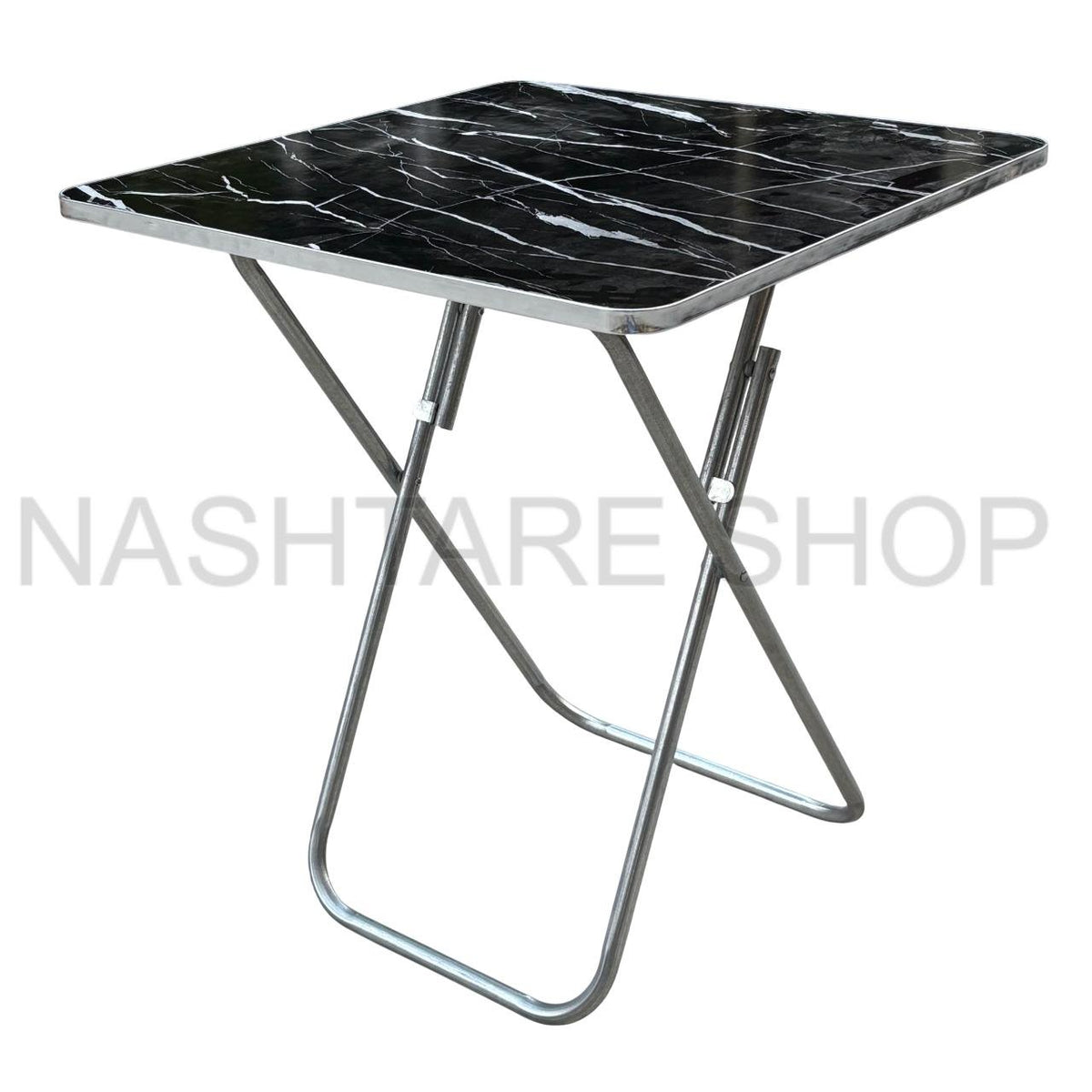 Marble-Print Folding Table | طاولة قابلة للطي