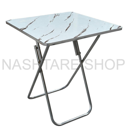 Marble-Print Folding Table | طاولة قابلة للطي