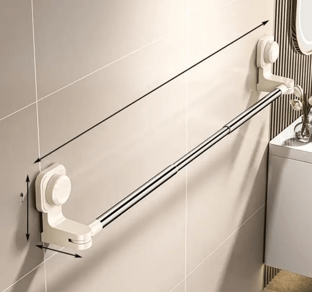 Suction Cup Telescopic Towel Rack | رف مناشف تلسكوبي بتثبيت شفط