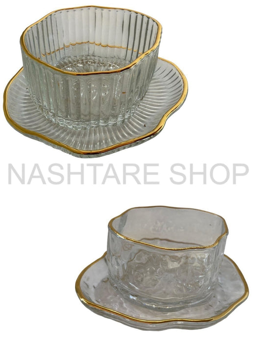 Glassware Bowl and saucer | طقم وعاء زجاجي مع صحن