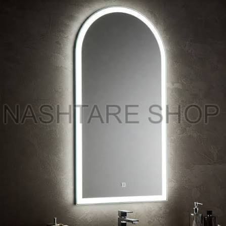 Half-Circle Half-Rectangle Mirror With Led Background | مرآة نصف دائرية نصف مستطيلة مع إضاءة خلفية