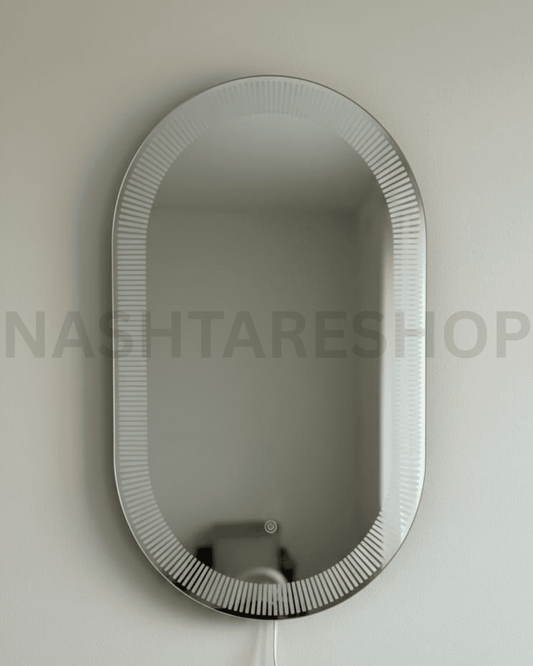 Oval Mirror With Light On The Edge | مرآة بيضاوية مع إضاءة على الحافة