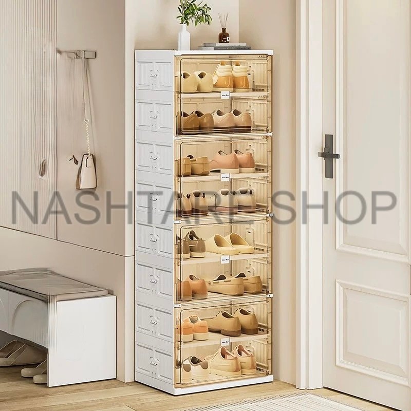 Folding Transparent Shoe Cabinet | خزانة أحذية شفافة قابلة للطي