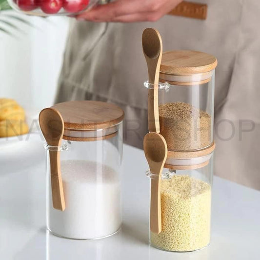 glass jar with wooden lid