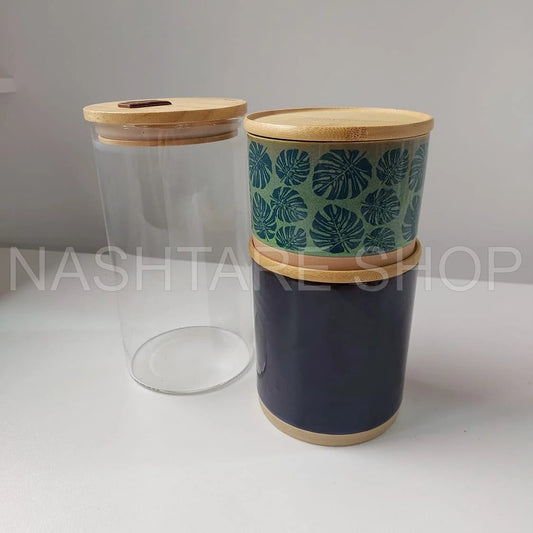 3Pcs Ceramic and Glass Canister Set | طقم 3 عبوات سيراميك وزجاج