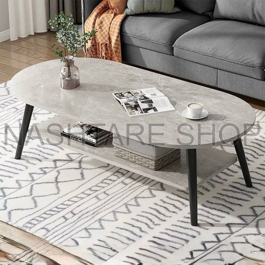 Marble Wooden Table | طاولة خشبية بسطح رخامي