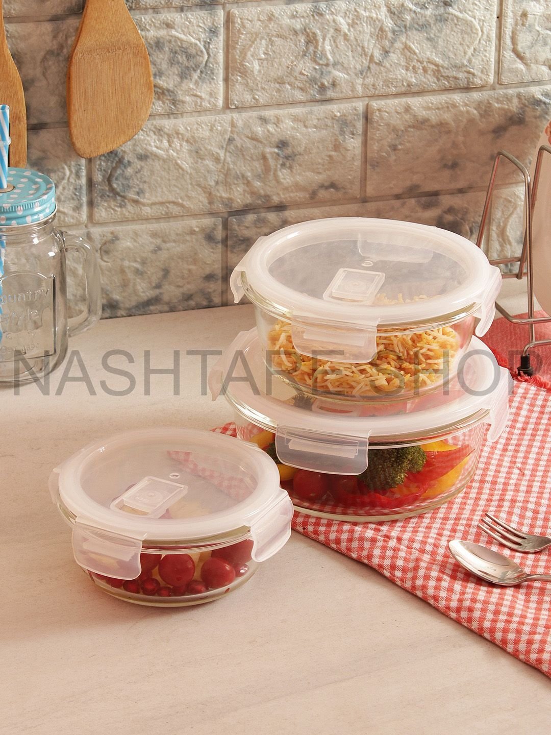 Tupperware Glassware 3-Piece Set | طقم أوعية زجاجية تابر وير 3 قطع