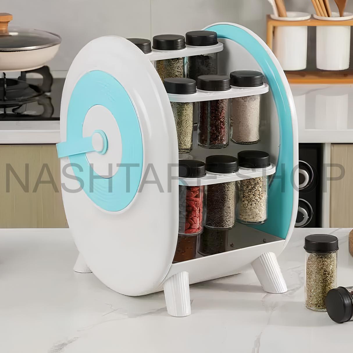 18-Jar Rotating Spice Rack | رف توابل دوار بـ 18 برطمان