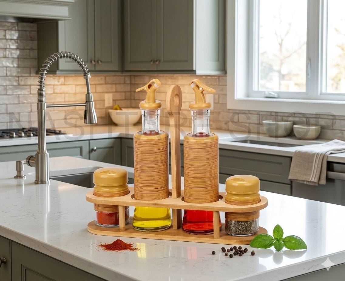 GeBe Canister Set With Oil Dispenser | مجموعة علب مع موزّع زيت