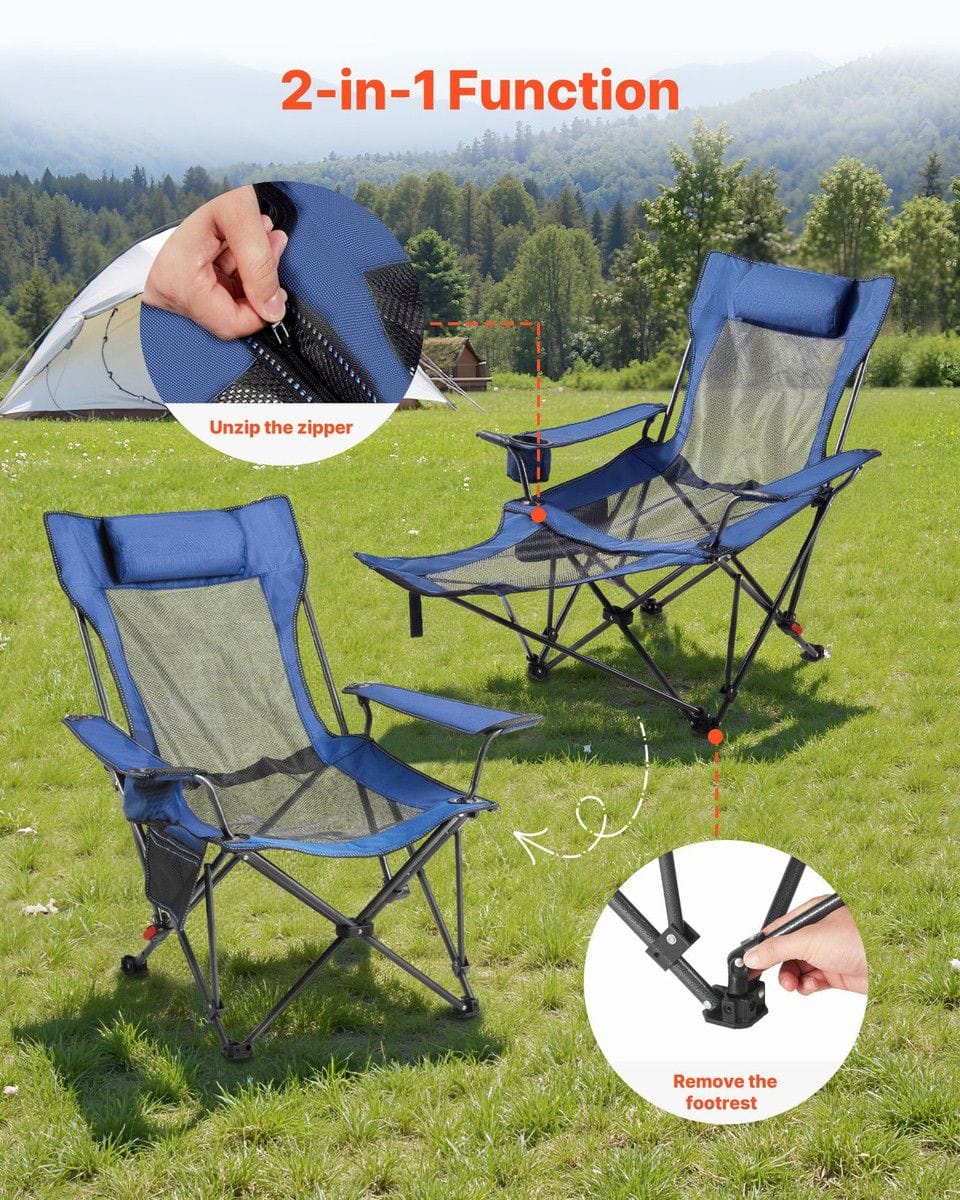 Portable Camping Chair With Footrest | كرسي تخييم مع مسند قدمين