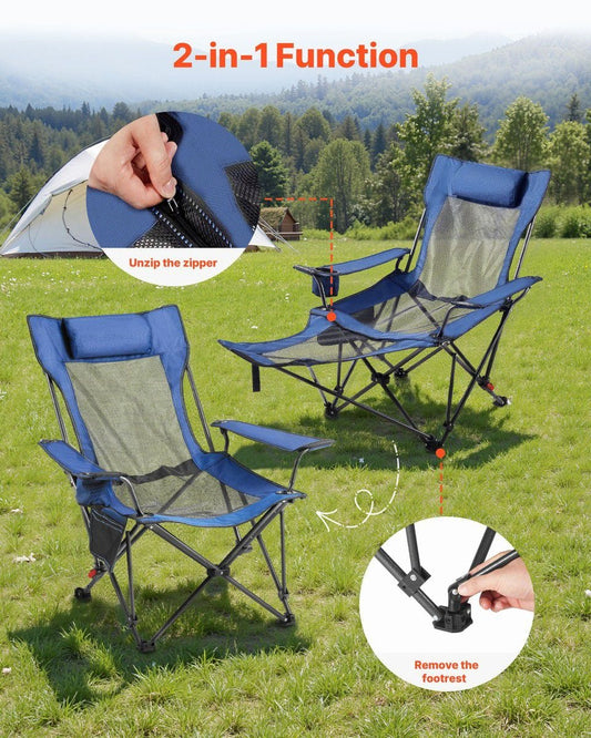 Portable Camping Chair With Footrest | كرسي تخييم مع مسند قدمين