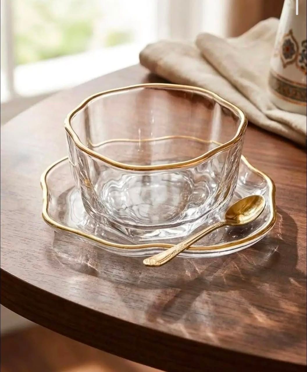 Glassware Bowl and saucer | طقم وعاء زجاجي مع صحن