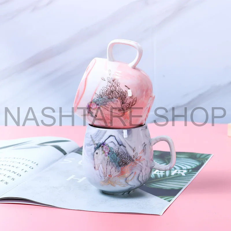 Marble Couple Ceramic Mug | زوجين من الأكواب السيراميك مصنوع من الرخام