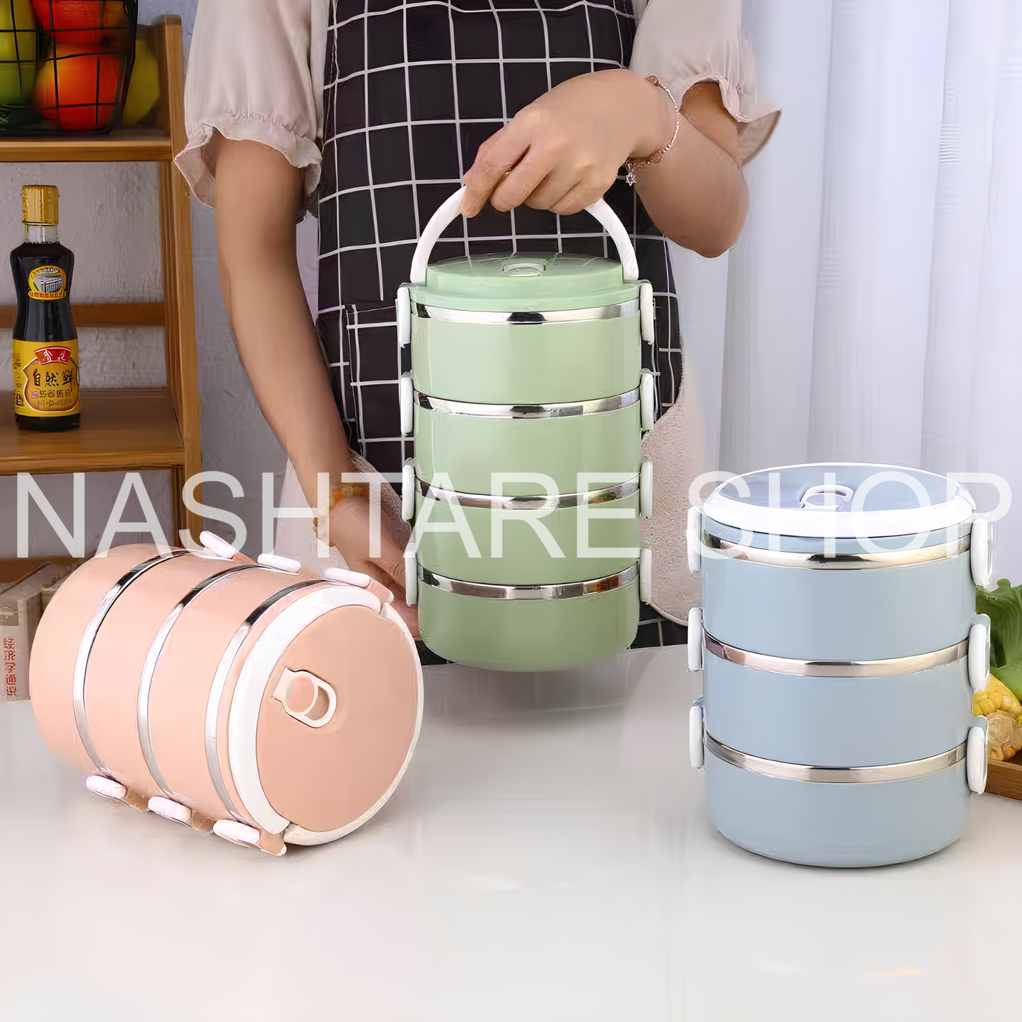 Stainless Steel Stackable Lunch Box | علبة غداء ستانلس ستيل متعددة الطبقات