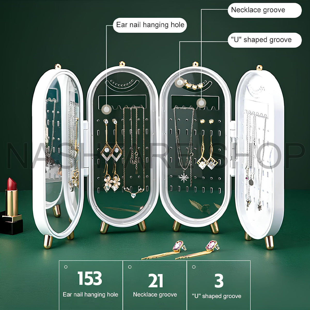 Jewelry Organizer for Earrings, Necklaces & Rings | منظم مجوهرات للأقراط والقلائد والخواتم