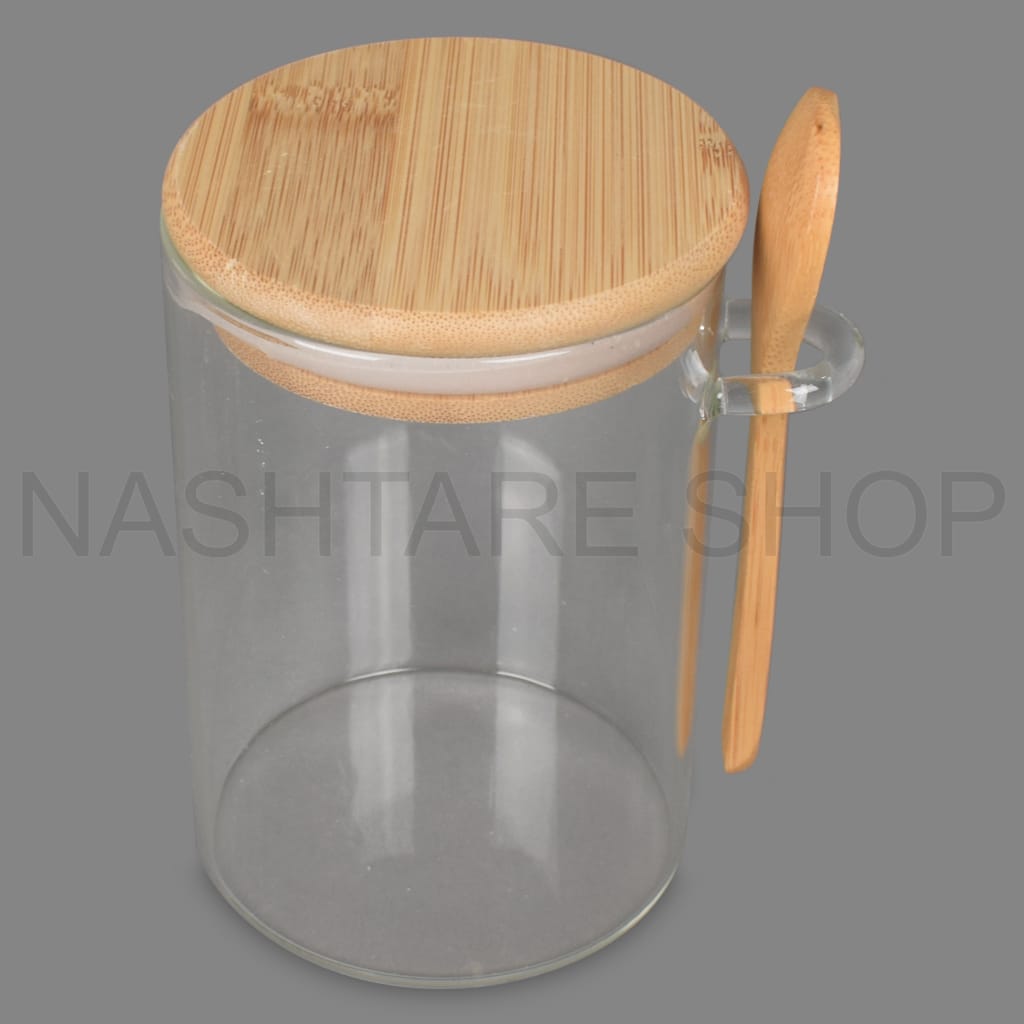 glass jar with wooden lid